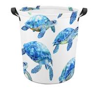 Laundry Basket Turtle Blue Pattern Washing Basket Waterproof Round Laundry Hamper Durable Dirty Clothes Hamper For Bathroom Room Bedroom