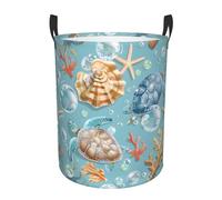 Laundry Basket Turtle Conch Pattern Dirty Clothes Hamper Storage Washing Basket Fashion Round Laundry Hamper For Room Home Bathroom