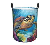 Laundry Basket Turtle Flower Dirty Clothes Hamper Fashion Round Laundry Hamper Storage Washing Basket For Room Home Bedroom