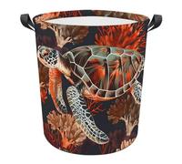 Laundry Basket Turtle Red Croal Dirty Clothes Hamper Storage Washing Basket Waterproof Round Laundry Hamper For Home Bedroom Bathroom