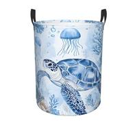 Laundry Basket Turtle Watercolor Dirty Clothes Hamper Storage Washing Basket Fashion Round Laundry Hamper For Room Bedroom Home