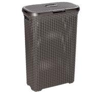 Curver 193009 Faux Rattan Laundry Basket 40 Liters Polypropylene 44.7 x 26.5 x 61.5 cm chocolate