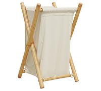 Laundry Basket Cream White 41.5x36x63.5 cm Bamboo vidaXL