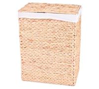 Laundry Basket Water Hyacinth Two Compartment Linen Basket with Lining