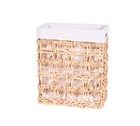 Laundry Basket Water Hyacinth with Removable Cotton Lining Hand Woven Wash Basket Hallway Bedroom Bathroom Linen Bin Sustainably Sourced Home Storage Accessory (Medium)