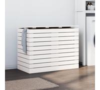 Laundry Basket White Pine Wood 44x44x66 cm Large Rustic Lid & Wall Fix