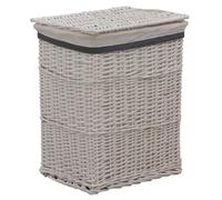 Laundry Basket White Willow W43xD34xH57.5cm Rustic Woven Laundry Hamper Bathroom