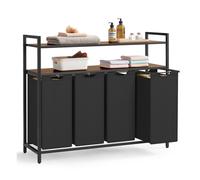 Laundry Basket with 4 Pull-Out Bags Rustic Brown and Black