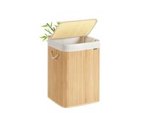 Laundry basket with foldable design and washable liner bag, Natural