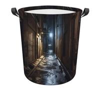 Laundry Basket with Handle Laundry Hamper Dark Alley Dirty Clothes HamperWaterproof Basket for Bathroom Bedroom Dorm