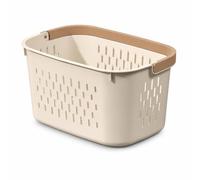Laundry Basket With Handles For Dirty Clothes Storage Portable Hamper For Bedroom Organization Lightweight Household Utility Bin Suitable For Daily Use, Cream, Medium
