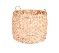 Laundry Basket with Handles Hand Woven Sustainably Sourced Water Hyacinth Round Linen Bin Hallway Bedroom Bathroom Wash Basket Storage Accessory (Large)