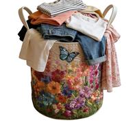 Laundry Basket with Handles - Quilted Boho Laundry Basket | Laundry Storage Basket for Clothes Shirts Trousers Home Apartment Bedroom Dorm Farmhouse, Laundry Basket, Clothes Hamper, Storage Bin