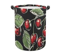 Laundry Basket With Handles Red Cherry Cherries Hamper Storage Basket Foldable Laundry Baskets For Laundry, Dorm, Bedroom
