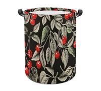 Laundry Basket With Handles Red Cherry Cherries Hamper Storage Basket Foldable Laundry Baskets For Laundry, Dorm, Bedroom