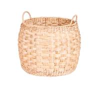 Laundry Basket with Handles Woven Water Hyacinth Round Linen Bin (Medium)