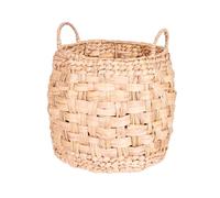 Laundry Basket with Handles Woven Water Hyacinth Round Linen Bin (Small)