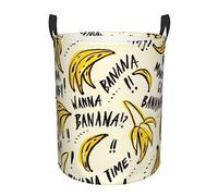 Laundry Basket With Handles Yellow Banana Print Laundry Hamper Round Dirty Storage Clothes Basket Protable Storage Bin Organizer