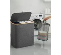 Laundry Basket with Lid 3 Compartments- Laundry Hampers with 3 Removable Liner for Family Bathroom Storage Clothes - 160L Extra Large Oxford Fabric Hampers Laundry Collapsible for Kids Bedroom