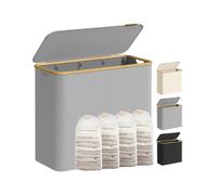 SONGMICS Laundry Basket with Lid, 4-Section Large Laundry Hamper, 200 L, Removable Mesh Liner, Oxford Fabric, Bamboo Handles, Collapsible, 78 x 38.5 x 70.5 cm, Dove Grey LCB514GD01