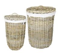 Laundry Basket with Lid GENDT 2 pcs Kubu Rattan Home Storage Organizing vidaXL