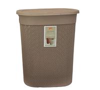 Laundry Basket With Lid Plastic 45L Litre Laundry Hamper Storage Washing Basket Dirty Clothes Baskets with Handles Laundry Basket Bin Clothes Hamper for Storage Toys Bathroom Bedroom (Mocha)