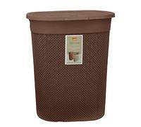 Laundry Basket With Lid Plastic 45L Litre Laundry Hamper Storage Washing Basket Dirty Clothes Baskets with Handles Laundry Basket Bin Clothes Hamper for Storage Toys Bathroom Bedroom (Brown)