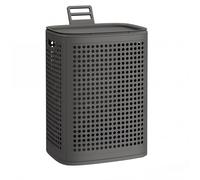 SONGMICS Laundry Basket with Lid, Plastic Laundry Hamper, 19.8 Gallons (75 L), Slim Storage Basket, for Bathroom, Bedroom, Dark Grey RLH021G101