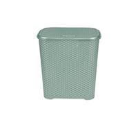 Laundry Basket With Lid Virgin Plastic Small 45L Litre Laundry Drop All Knit Design Hamper Basket Storage Dirty Clothes Washing Basket with Handles Bin for Laundry Room 43 x 27 x 44cm (Silver Sage)