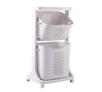 Laundry Basket with Wheels and Shelves 3Tier Laundry Sorter with Storage Baskets Rolling Laundry Cart for Clothes Toys and More (White)
