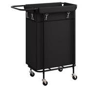 Laundry Basket With Wheels, Rolling Laundry Cart With Metal Frame And Removable Bag, Dirty Clothes Hampers For Bedroom, Bathroom, Dorm(Size:50x29x81cm,Color:Black)