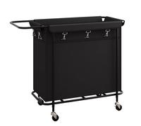 Laundry Basket With Wheels, Rolling Laundry Cart With Metal Frame And Removable Bag, Dirty Clothes Hampers For Bedroom, Bathroom, Dorm(Size:80x39x81cm,Color:Black)