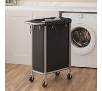 Laundry Basket with Wheels, Rolling Laundry Hamper, 90 L, Removable Liner, Steel Frame with Handle, Blanket Storage