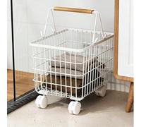 Laundry Baskets on Wheels, Mesh Laundry Hamper, Large Capacity, Breathable and Moisture-proof, Sturdy and Durable, Suitable for Bathroom and Bedroom Storage(White,S)