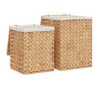 VidaXL Laundry Baskets 2 Pieces Water Hyacinth, Brown