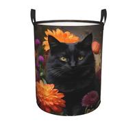 Laundry Baskets, Waterproof Oxford Fabric Laundry Hamper - Black Cat And Flower - Toys Storage Baskets Bin, Dirty Clothes Storage Hampers With Handle, Organizer Basket, Nursery Hamper, Home Decor
