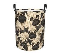 Laundry Bin 40X50Cm, Seamless Funny Pug Dogs Washing Basket Decorative Waterproof Washing Storage Bins For Room Decor Toys
