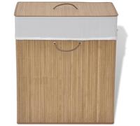 Laundry Bin Bamboo Light Brown 40x30x60cm Foldable Removable Liner Handle Round