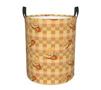 Laundry Bin Bear Yellow Pumpkin N Checkered Collapsible Clothes Basket Sturdy Washing Storage Bins For Room Décor Toys Bedroom 40X50Cm