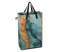 Laundry Bin with Handles Tall Laundry Baskets Foldable Boys and Girls Dirty Clothes Hamper for Closet Marble Turquoise Orange