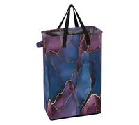 Laundry Bin with Handles Tall Laundry Baskets Foldable Kids Clothes Hamper for College Marble Burgundy Navy Blue