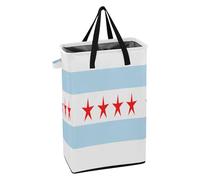 Laundry Bin with Sturdy Handle Laundry Basket Foldable Boys Dirty Clothes Hamper for College Chicago City Flag (usa)