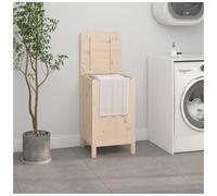 Laundry box natural 44x44x76cm solid pinewood with hydraulic gas lift lid rustic