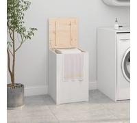 Laundry Box Solid Pinewood White 44x44x66 cm Rustic Storage Hamper Gas Lift Lid