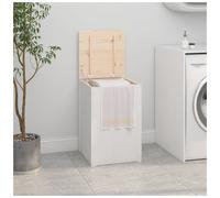Laundry Box White 44x44x66 cm Solid Pinewood Bathroom Storage Bin Rustic Knots.