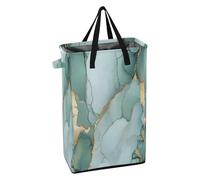 Laundry Can with Handles Laundry Baskets Foldable Boys Dirty Clothes Hamper for Nursery Marble Sage Green White