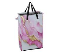 Laundry Can with Sturdy Handle Laundry Baskets Freestanding Kids Dirty Clothes Hamper for Bathroom Marble Hot Pastel White