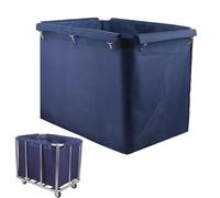 Laundry Cart Replacement Bag, Waterproof Commercial Removable Oxford Liner Bag for 400L Rectangular Basket Trolley Cleaning Cart (Blue)