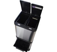 Laundry Company Trio Recycling Bin 40 Litre Tower Recycler, Easy Organised Recycling - Silver And Black