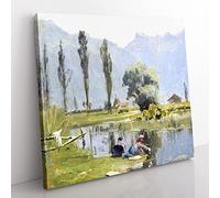 Laundry Day by Peder Mork Monsted Classic Painting Canvas Wall Art Print Ready to Hang, Framed Picture for Living Room Bedroom Home Office Décor, 35x35 cm (14x14 Inch)
